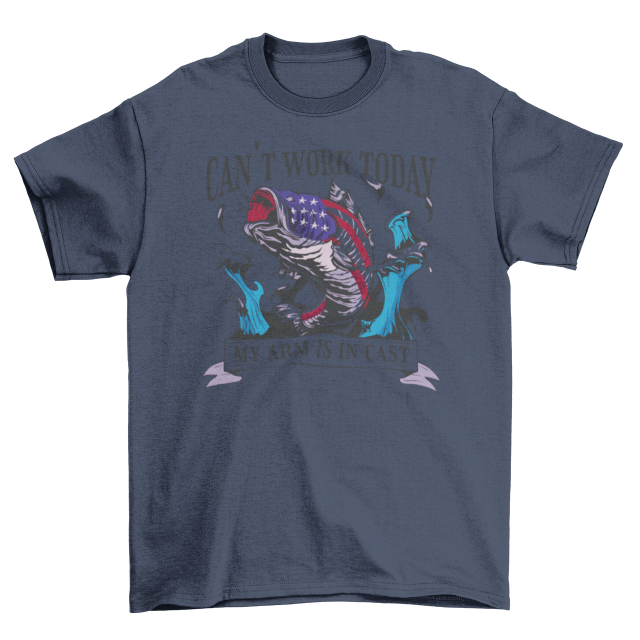 My arm is in a cast fishing t-shirt design - Mercantile Mountain