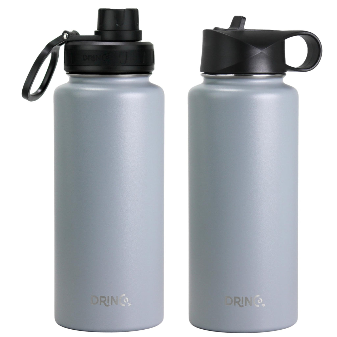 DRINCO® 32oz Stainless Steel Water Bottle (3 lids) - Asphalt Gray - Mercantile Mountain