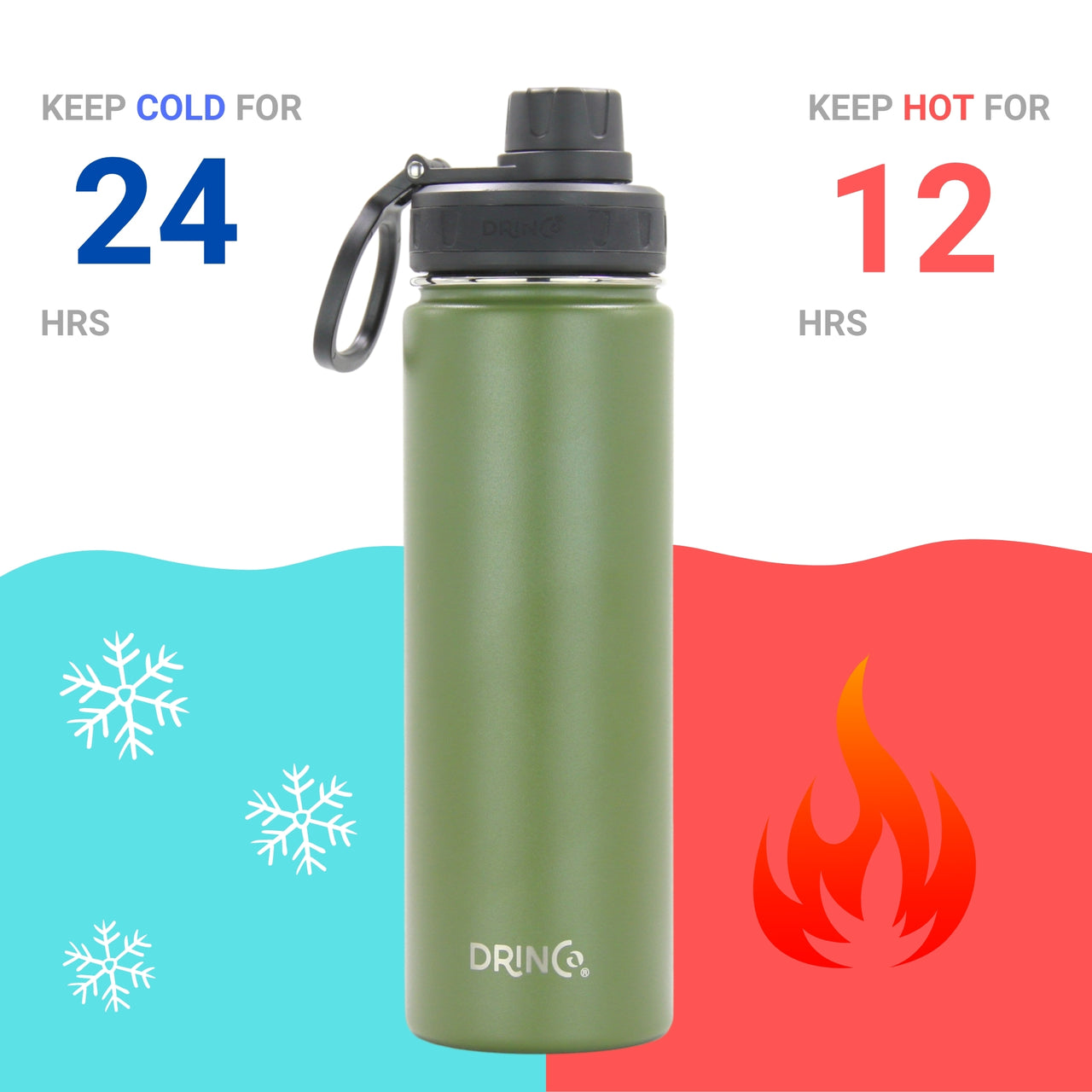 DRINCO® 22oz Stainless Steel Sport Water Bottle - Forest - Mercantile Mountain