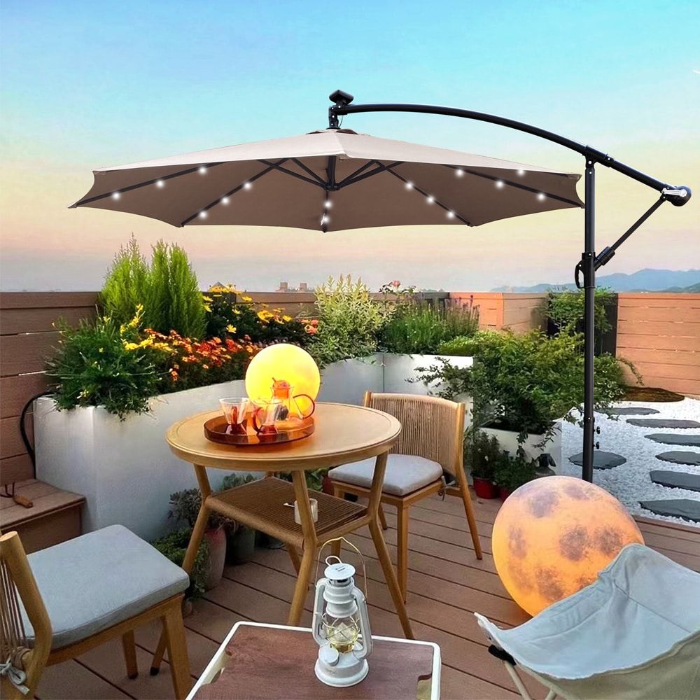 10ft Solar Patio Umbrella – LED Lighted Outdoor Sun Shade 10ft Solar Patio Umbrella – LED Lighted Outdoor Sun Shade