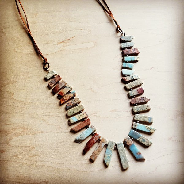Aqua Terra Small Slab Necklace with Leather Ties - Mercantile Mountain