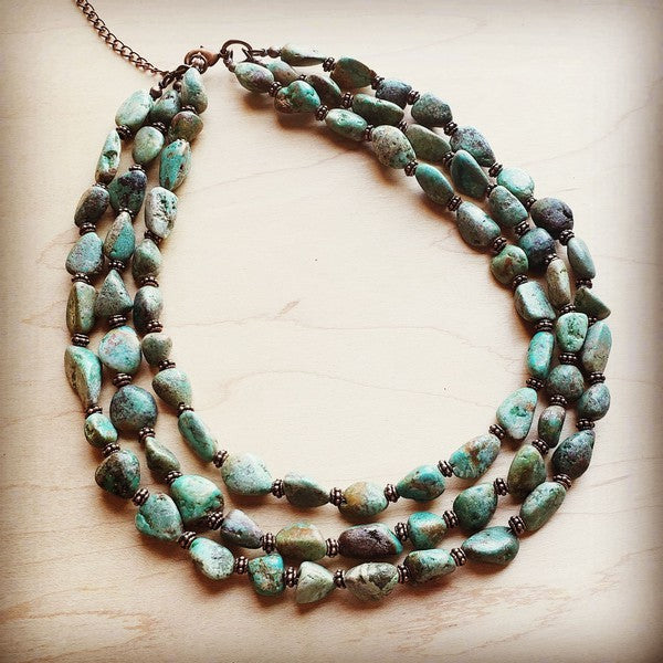 Triple Strand Turquoise & Copper Collar Necklace - Mercantile Mountain