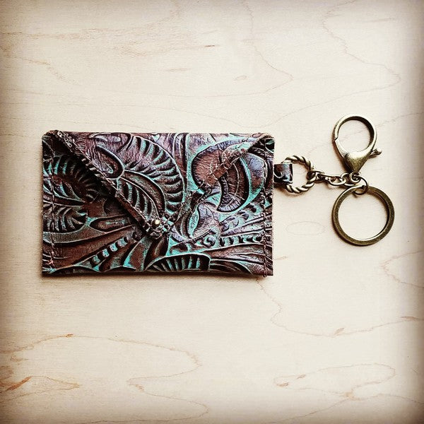 Sierra Credit Card Wallet-Turquoise Brown Floral - Mercantile Mountain