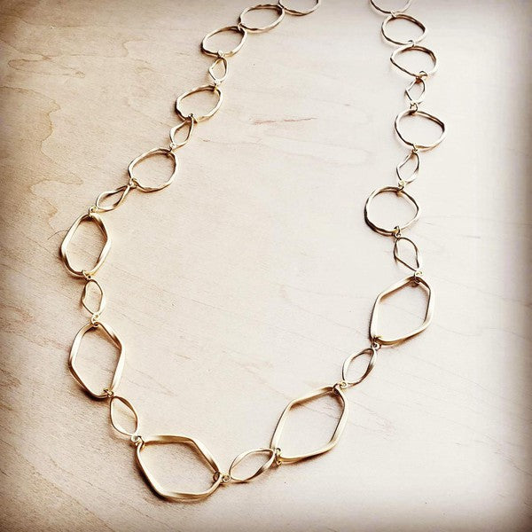 Matte Gold Long Hoop and Circle Necklace - Mercantile Mountain