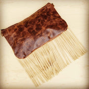 Leather Clutch w/ Turq Chateau Accent & Fringe - Mercantile Mountain