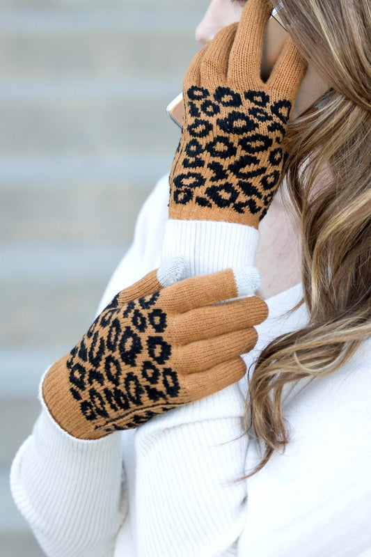 Leopard Stretch Touch Gloves - Mercantile Mountain