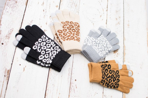 Leopard Stretch Touch Gloves - Mercantile Mountain