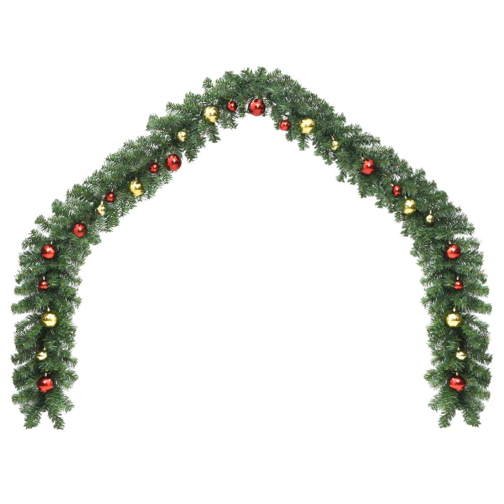 Christmas Garland Decorated with Baubles 16 ft - Mercantile Mountain