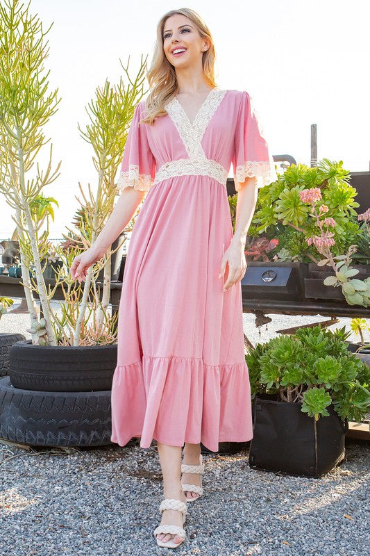 Lace trimmed Detailed Tiered Dress - Mercantile Mountain