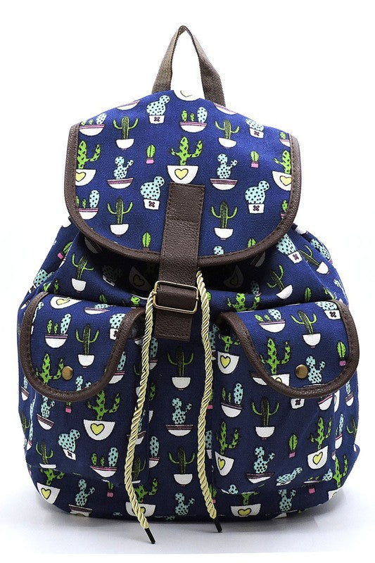Cactus Printed Canvas Backpack - Mercantile Mountain