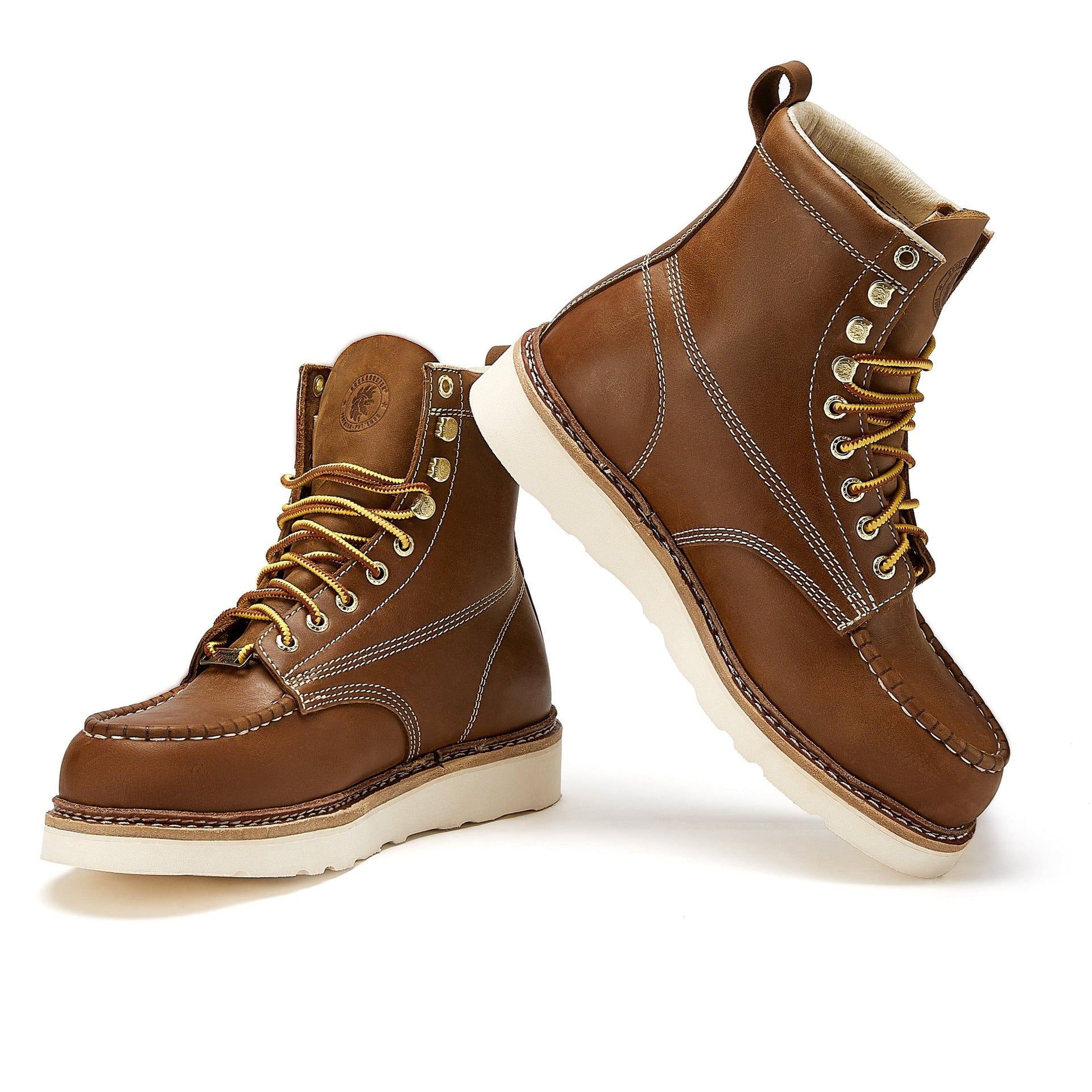 ROCKROOSTER Norwood Men's 6 inch Brown steel toe wedge work boots - Mercantile Mountain