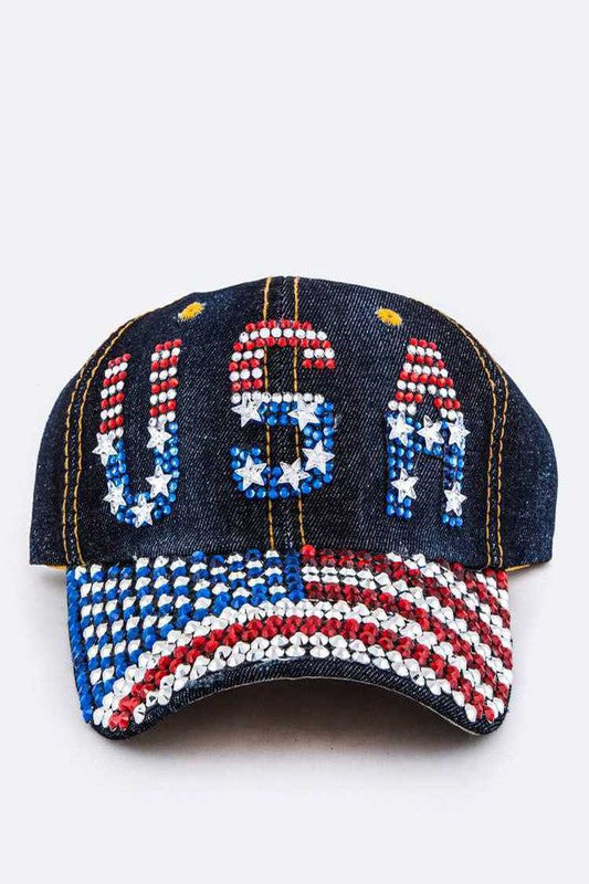 USA Rhinestone Statement Baseball Cap - Mercantile Mountain