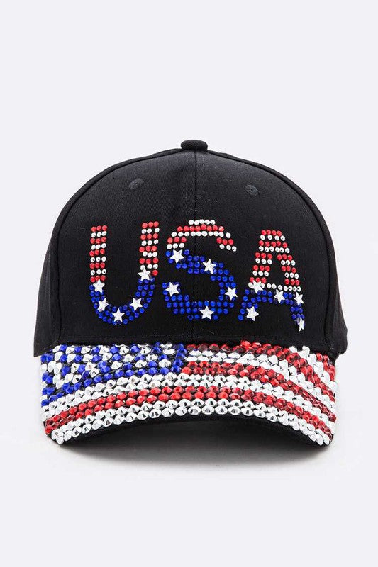 USA Rhinestone Statement Baseball Cap - Mercantile Mountain