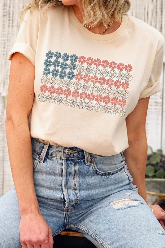 Patriotic Flower Flag Graphic T Shirts - Mercantile Mountain