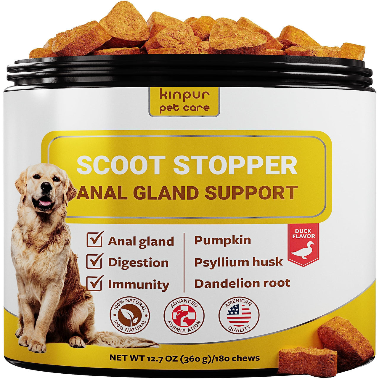 Kinpur Pet Care Scoot Stopper Soft Chews   Fiber for Dogs   Dog Anal - Mercantile Mountain