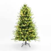 6Ft Pre-Lit Green Full Artifical Pine Christmas Tree with 8 Light Functions - Mercantile Mountain