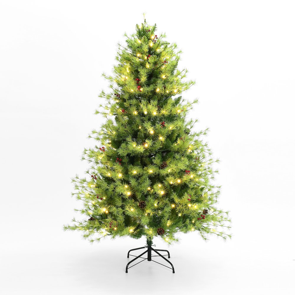 6Ft Pre-Lit Green Full Artifical Pine Christmas Tree with 8 Light Functions - Mercantile Mountain