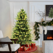 6Ft Pre-Lit Green Full Artifical Pine Christmas Tree with 8 Light Functions - Mercantile Mountain