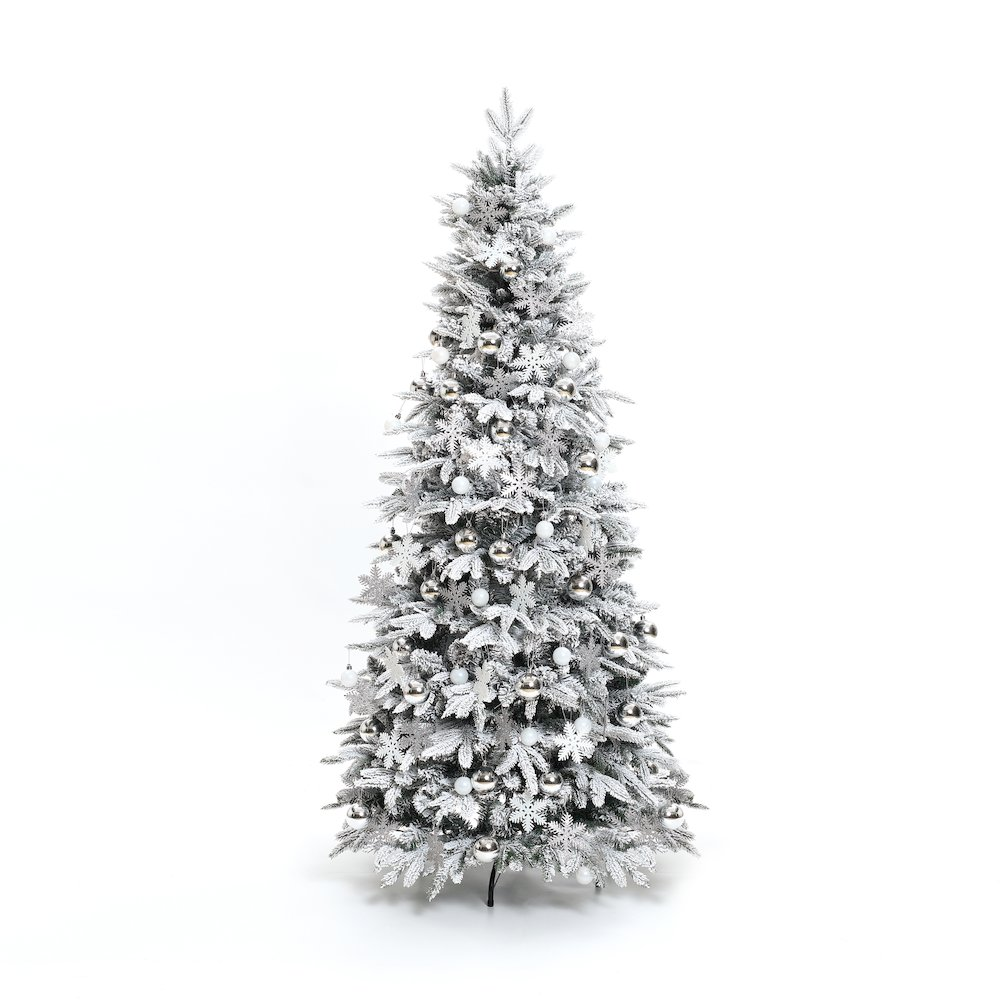 LuxenHome 6Ft Pre-Lit Snow Flocked Pop-Up Artificial Christmas Tree - Mercantile Mountain