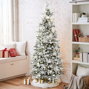 LuxenHome 6Ft Pre-Lit Snow Flocked Pop-Up Artificial Christmas Tree - Mercantile Mountain