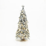 LuxenHome 4.5Ft Pre-Lit Snow Flocked Slender Fir Artificial Christmas Tree - Mercantile Mountain