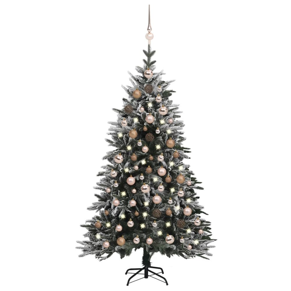 Artificial Christmas Tree LED&Ball Set&Flocked Snow 70.9" PVC&PE - Mercantile Mountain