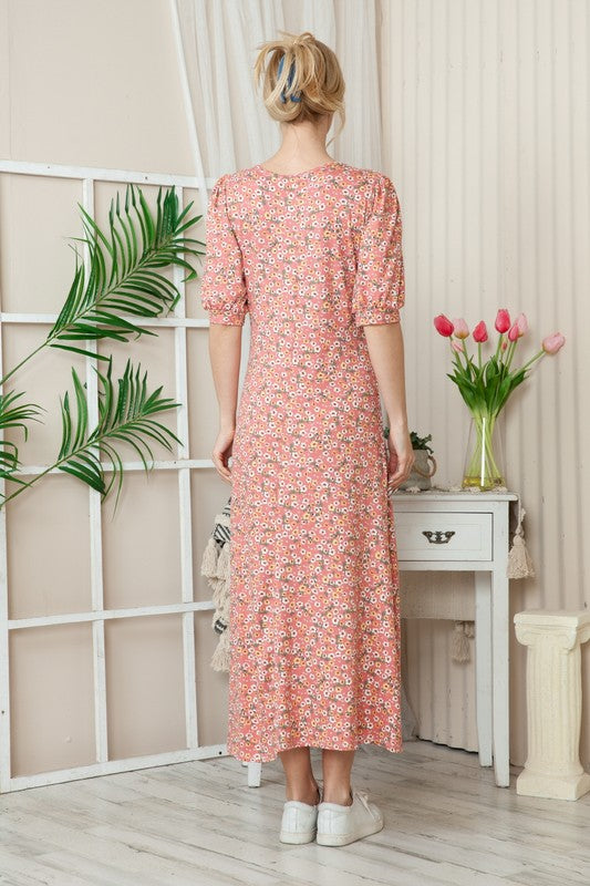 Plus Floral Short Sleeve Maxi Dress - Mercantile Mountain