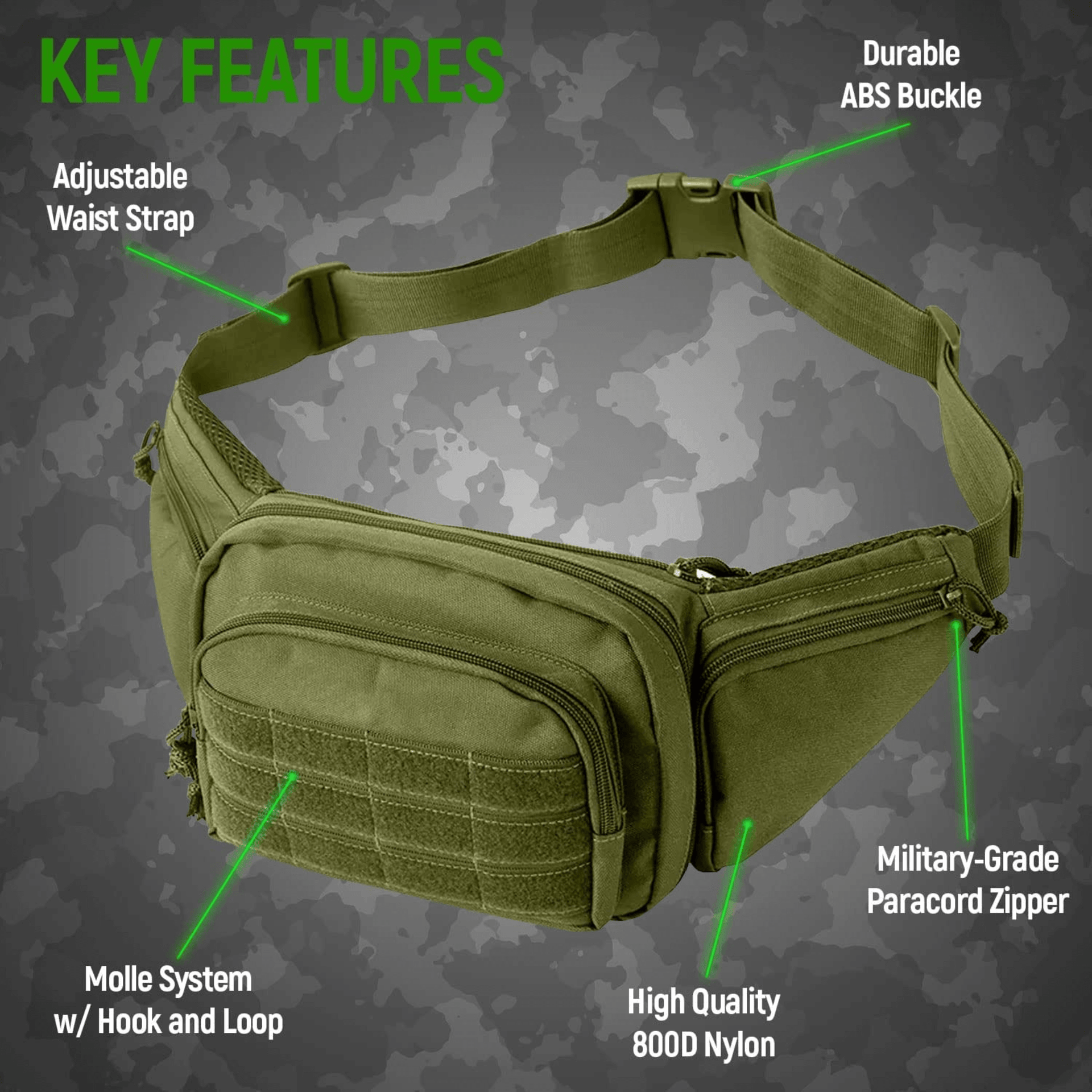 Tactical Waist Bag MOLLE EDC Pouch For Outdoor Activities
