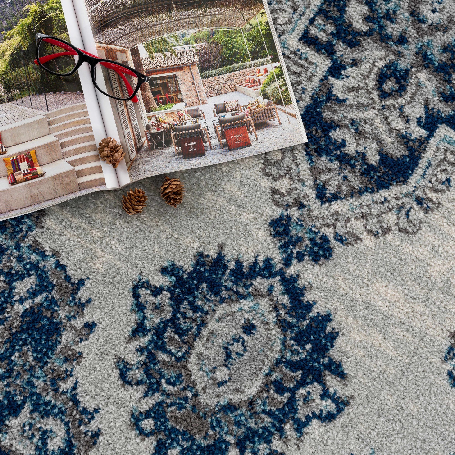 Istanbul Medallion Blue Area Carpet - Clearance - Mercantile Mountain