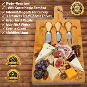Bamboo Cheese Board and Knife Set - 12x8 inch Charcuterie Board with - Mercantile Mountain
