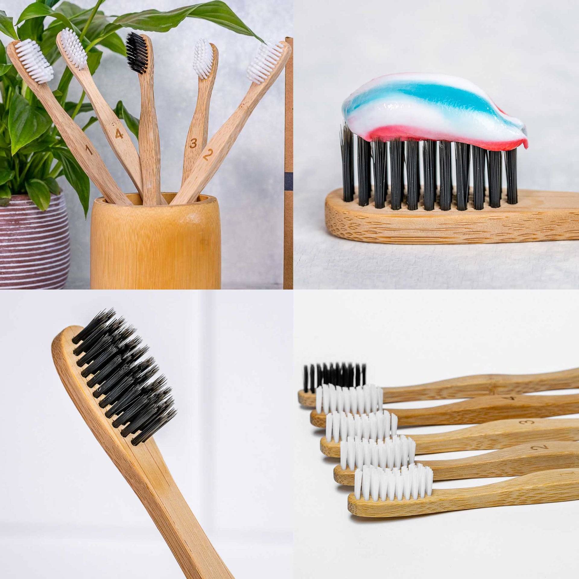Bamboo Toothbrush Set 5-Pack - Bamboo Toothbrushes Medium Bristles - Mercantile Mountain