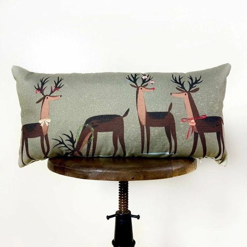 Decked out Christmas Reindeer Throw Pillow Cover | 20x10 | Primitive - Mercantile Mountain