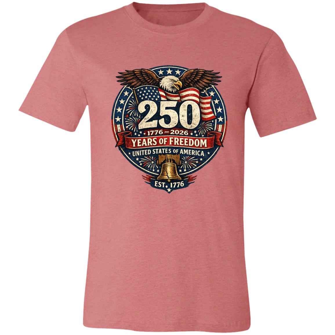 Unisex Jersey Vintage Color T-Shirt Patriotic 250 Years of Freedom - Bell