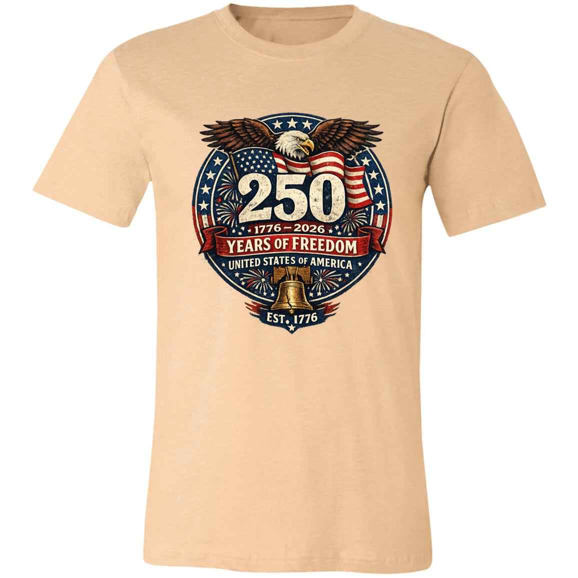 Unisex Jersey Vintage Color T-Shirt Patriotic 250 Years of Freedom - Bell