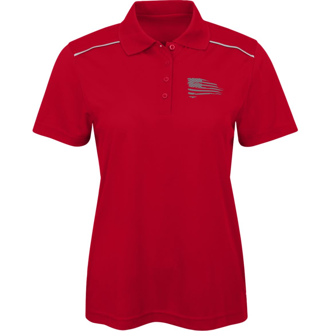 Distressed Flag Womens Radiant Pique Polo - Mercantile Mountain