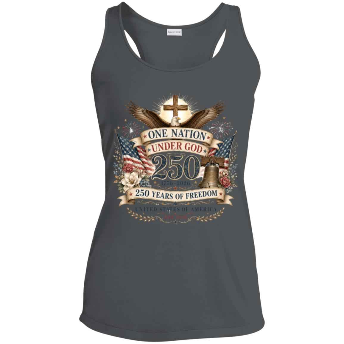 Ladies Performance Racerback Tank One Nation Under God