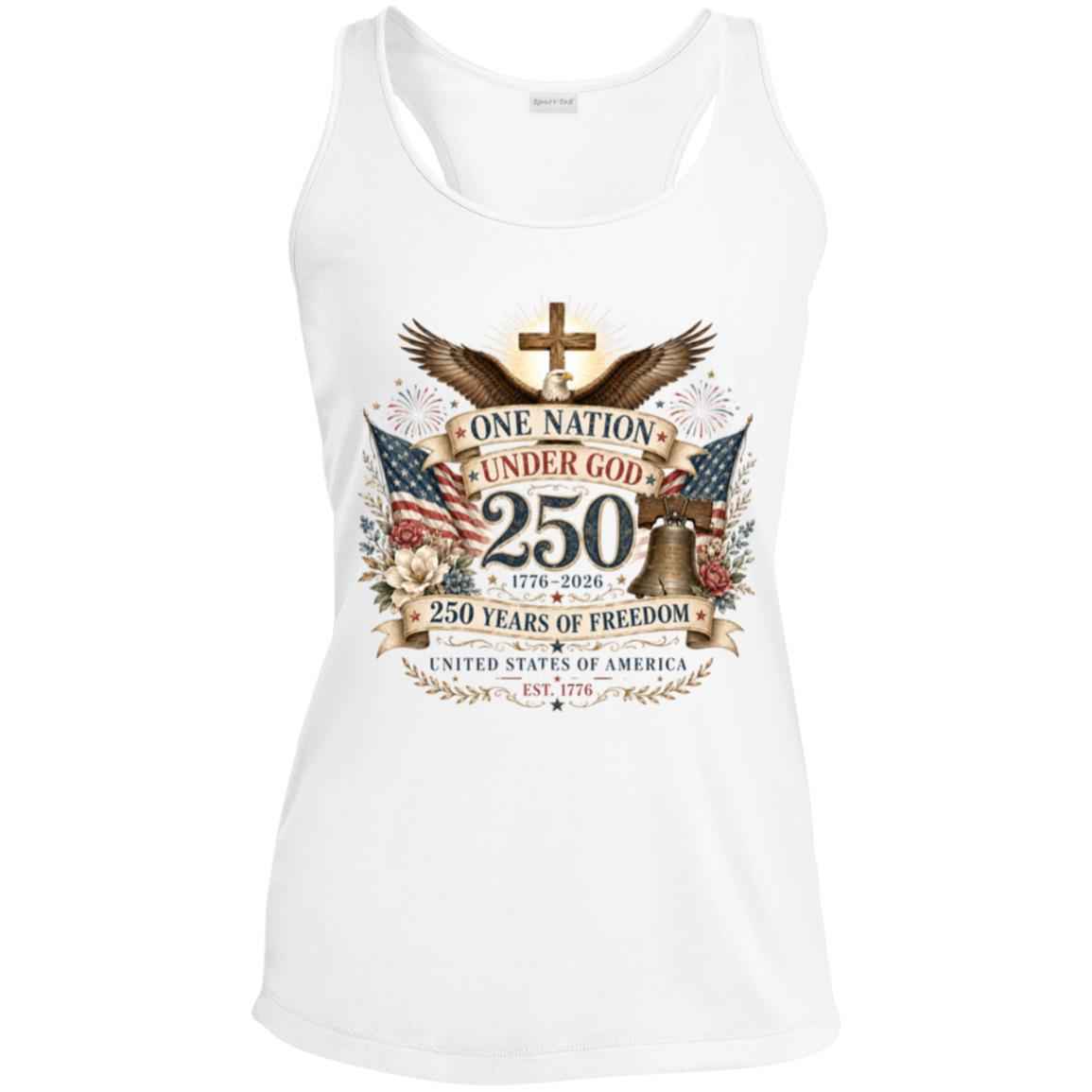 Ladies Performance Racerback Tank One Nation Under God