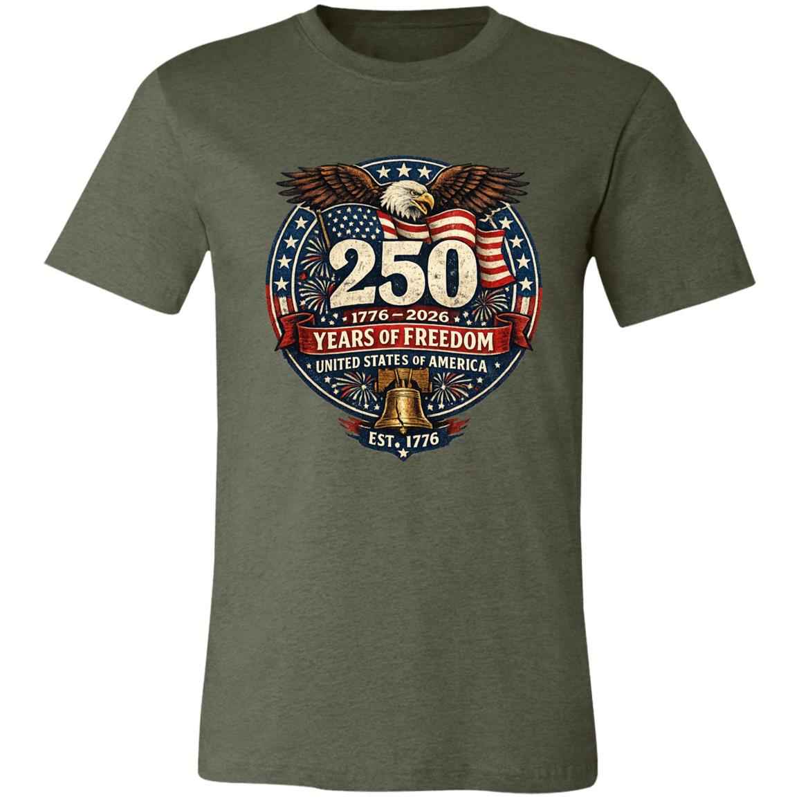 Unisex Jersey Vintage Color T-Shirt Patriotic 250 Years of Freedom - Bell