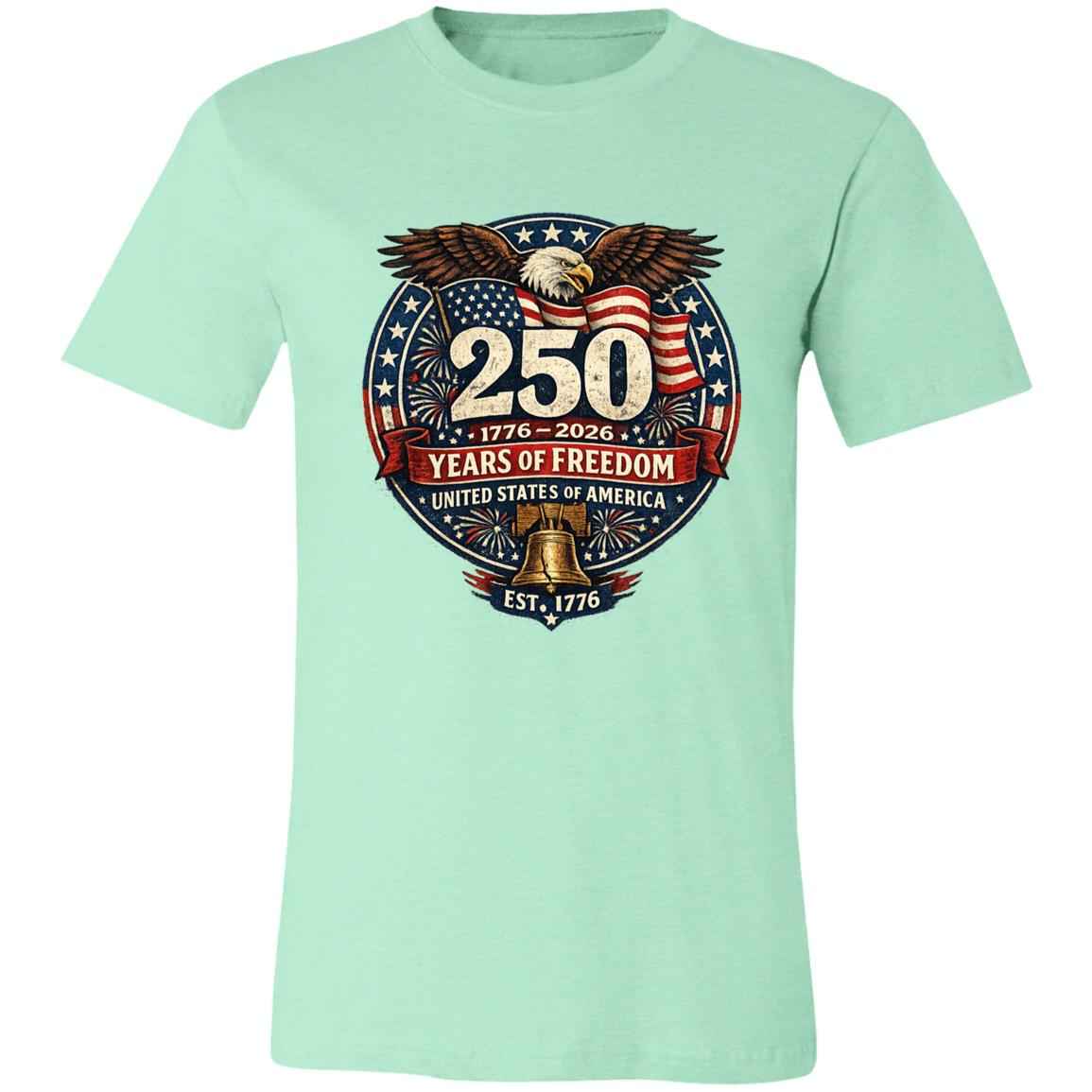 Unisex Jersey Vintage Color T-Shirt Patriotic 250 Years of Freedom - Bell