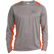 Distressed Flag Long Sleeve Heather Colorblock Performance Tee - Mercantile Mountain