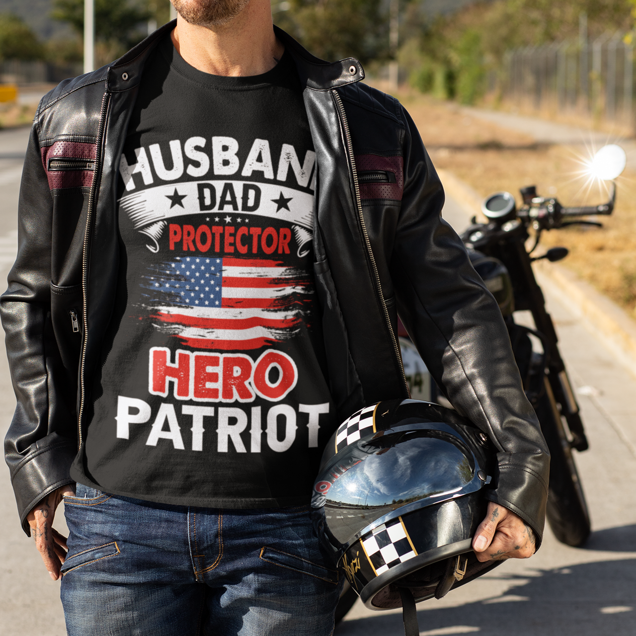 Husband, Dad, Protector, Hero, Patriot Short Sleeve T Shirt - Mercantile Mountain