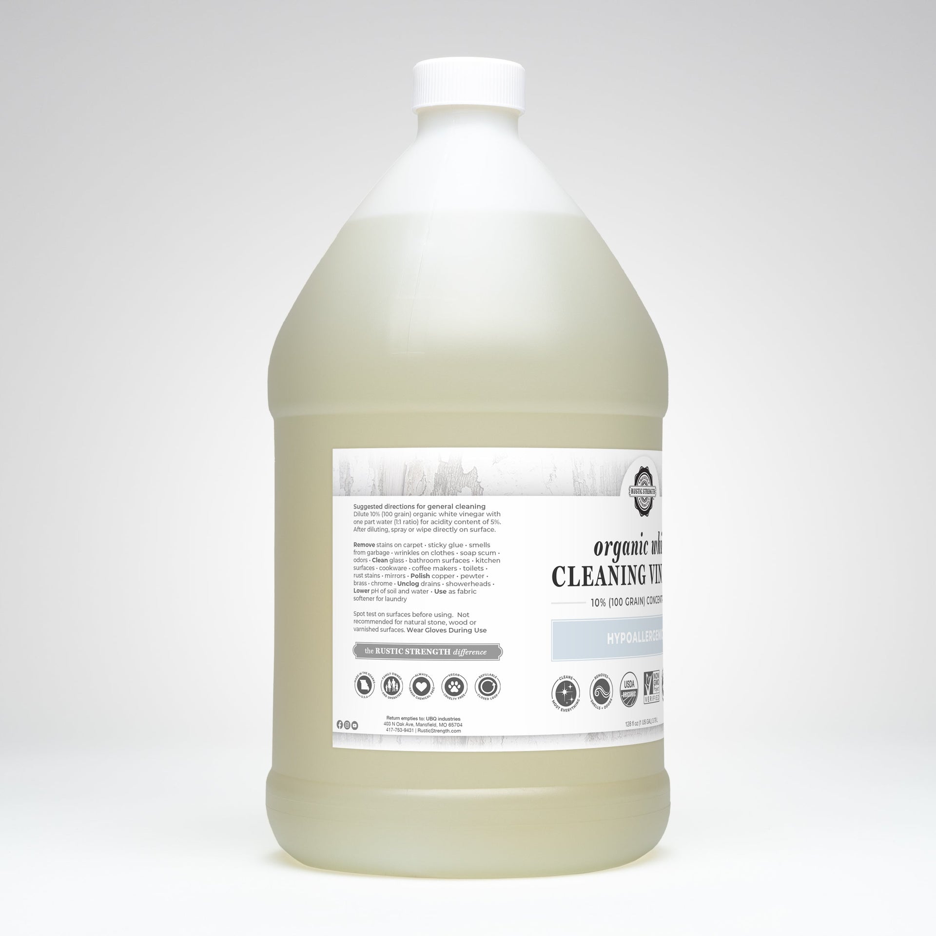 Organic White Cleaning Vinegar Concentrate | 10% (100 grain) - Mercantile Mountain