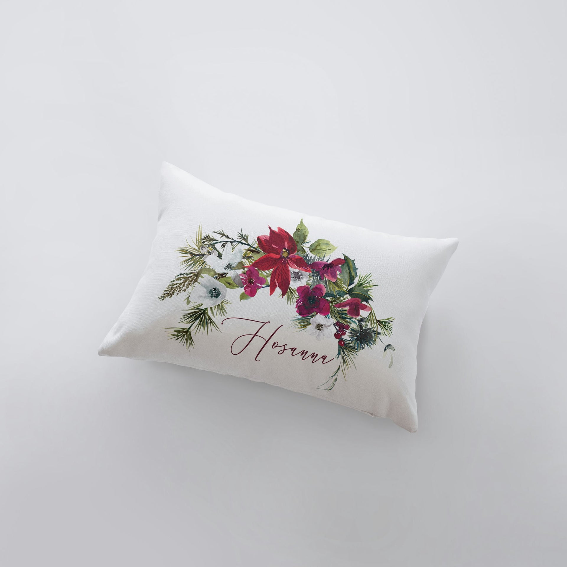 Hosanna Christmas Poinsettia Throw Pillow Cover | Christmas Pillowcase - Mercantile Mountain