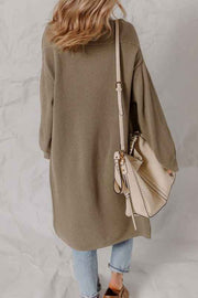 Solid Textured Knit Open-Front Sweater Cardigan