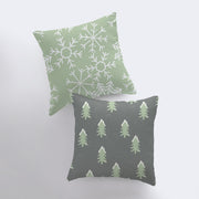Christmas Trees | Throw Pillow | Pillow Cover | Snow Flakes | Trees | - Mercantile Mountain