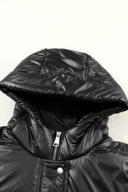 Solid Quilted Long Hooded Vest Coat