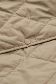 Solid Quilted Snap Button Hooded Puffer Coat