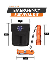 Survival Knife and Flashlight - Orange Finish - Emergency - LED Light - Mercantile Mountain