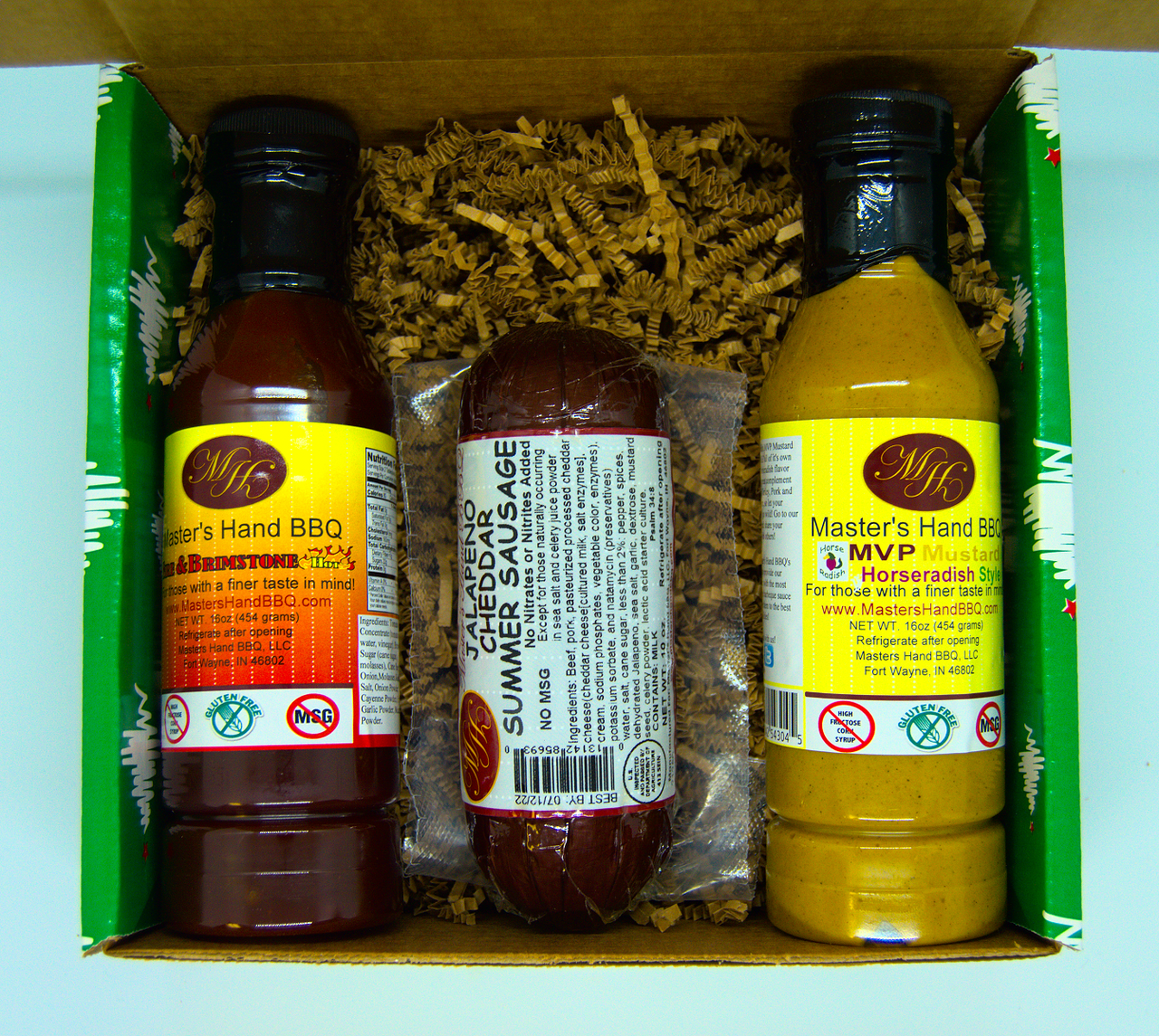 Green Gift Set (Fire BBQ, Jalapeno Sausage, Horsy Mustard) - Mercantile Mountain