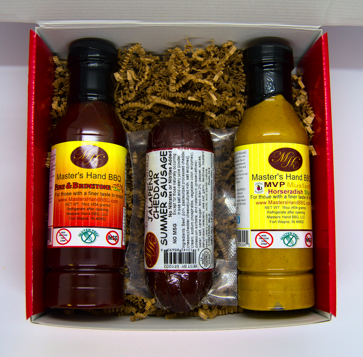 Red Gift Set (Fire BBQ, Jalapeno Sausage, Horsy Mustard) - Mercantile Mountain